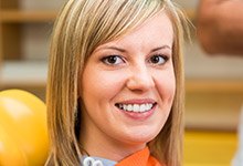 woman smiling in dental chair